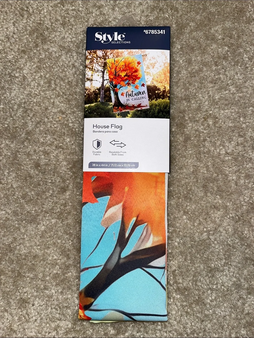 Autumn House Flag - Orange and Blue 28” x 44”